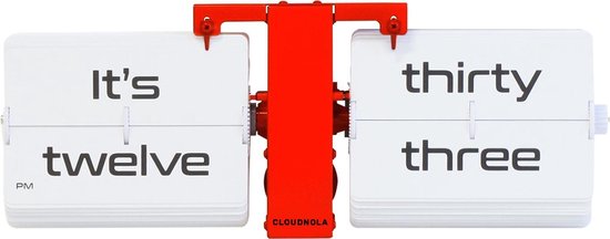 Cloudnola – Flipping Out Tekst Rood – Flip Klok - Wandklok – Tafelklok – 36 cm