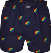 Happy Shorts Wijde Boxershort Pride Regenboog Hartjes - Maat S | Losse boxershort