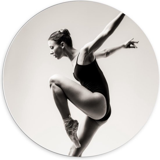 Forex Wandcirkel - Sierlijke Mooie Balletdanseres - Foto op Wandcirkel (met ophangsysteem)