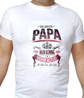 Vaderdagdag kados | Vaderdag geschenk t-shirt | De liefste papa mijn koning |wit, M
