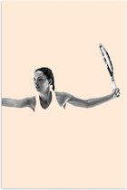 Poster – Tennisser in Roze Kleding op Roze Achtergrond - 40x60cm Foto op Posterpapier