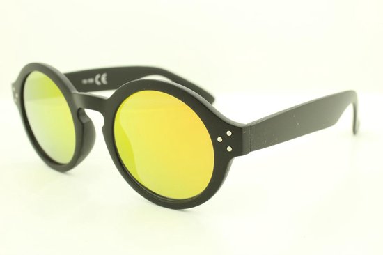 Lunettes de soleil avec monture noire et verre miroir orange - jaune.  D-1169 | bol.com