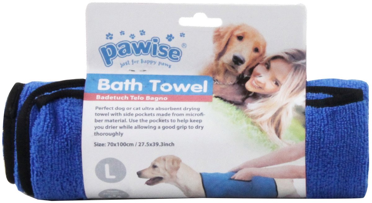Pawise Bad Handdoek - Hondenverzorging - 70x100 cm Blauw