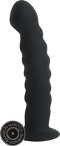 Banoch | Dildo ribbel zwart siliconen met zuignap | 14,5 cm lang | max Ø 3 cm