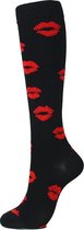 Compressiekousen dagelijks gebruik - Compressie sokken dames en heren - Kusjes rood - Maat 41-43 L/XL