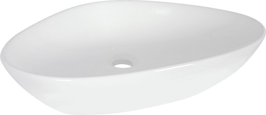 Vasque en céramique blanche de forme incurvée.