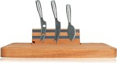 Boska Party Cheese Set - Kaasplank met messen - Luxe Europees Eikenhouten Serveerplank met Magneetstrip - Bruin - 34,2 cm