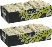 2x pakjes decoratie/hobby mos naturel/wit 500 gram - Decoratie materialen bloemstukjes