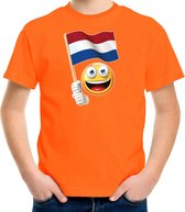 Emoticon Holland / Nederland landen t-shirt - oranje - kinderen - EK / WK / Olympische spelen shirt / kleding 110/116
