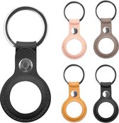 OMtronics - AirTag cover- AirTag hoesje - Leer - Oranje - Sleutelhanger