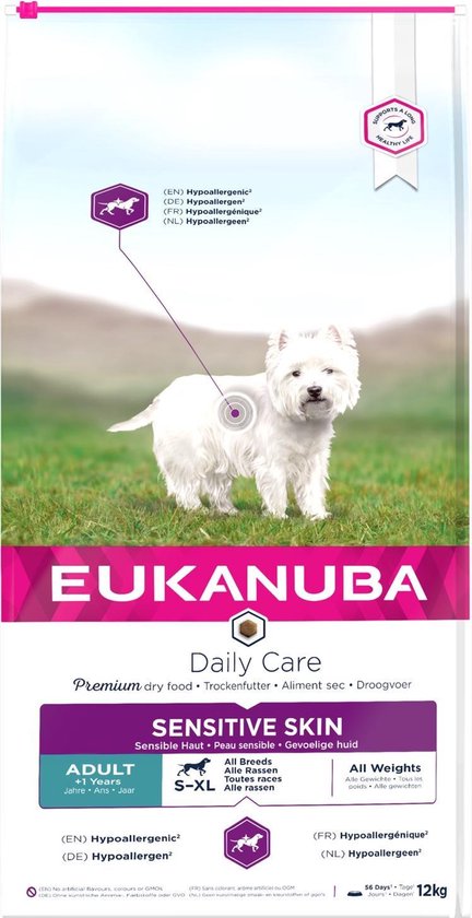 personeelszaken parallel Toepassen Eukanuba Daily Care - Medium Breed - Sensitive Skin - Hondenvoer - 12 kg |  bol.com