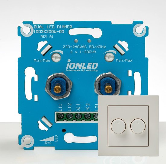 DUO LED Dimmer Inbouw voor LED lampen 2x200W met mat witte
