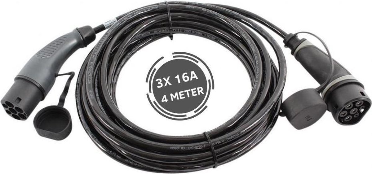 Ratio Basic Line laadkabel auto | Type 2 naar Type 2 | 11 kW | fase 3 - 16A | 4 meter | Zwart