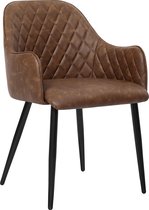 Your Home - Eetkamerstoel - Designstoel - Fauteuil - Met armleuning - Fluwelen bekleding - Bruin