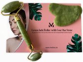 Medies - luxe set gezichtsroller met gua sha schraper | professionele jade roller met gua sha stone| jaderoller | gezichtsroller jade | jade roller | jade roller set | face roller | gua sha s