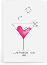 Walljar - Cosmopolitan Cocktail - Muurdecoratie - Poster