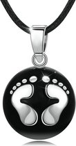 Clariz zwangerschapsbel zwart met zilveren voetafdruk