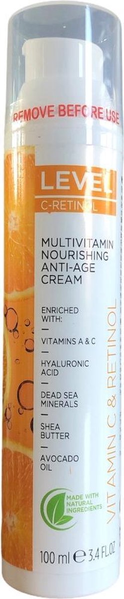 Level - Dead Sea Minerals Vitamin C & Retinol - Multivitamin Nourishing Anti-Age Cream 100 ml (Dode Zee Mineralen Vitamine C & Retinol - Multivitamine Voedende Anti-Verouderingscrème)