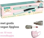 Bestron Stijltang met GRATIS Luxe Vegan Lipgloss en 10 Roze Mondkapjes | Retro Design | AHS300M | Pink Flamingo | Mint Kleur