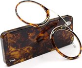 Neusbril - Mini Draagbare Leesbril - Clipbril - Vergrootglas Verziend Glas - Bril met Doos - + 1.00 - Coffie