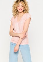 LOLALIZA Glanzend t-shirt - Nude - Maat L