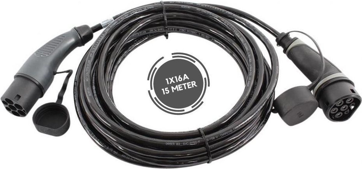 Ratio Basic Line laadkabel auto | type 2 naar type 2 | 3.7 kW | fase 1 - 16A | 15 meter