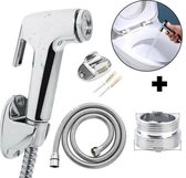 Bidet - Verloopstuk Kraan Set - Ventil-Adapter - Diaper- Sprühgerät - Windel - Valve Adaptor - Handdouche - Hose Suspension Bracket  - Schlauchaufhängungshalterung - Slang Ophangbeugel Chrome