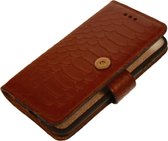 Made-NL Samsung Galaxy A8 (2018) Handgemaakte book case Bruin slangenprint robuuste hoesje