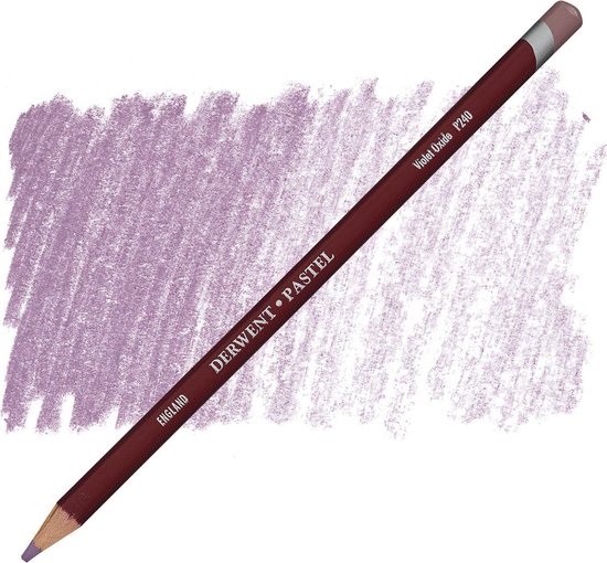 Derwent Pastel potlood 'Violet Oxide P240' in een bordeauxrode huls met een paarse potloodstreep.
