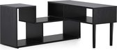 FITUEYES Veelzijdige tv-kast Tv-tafel Modern entertainmentcentrum voor flatscreen-tv, kabelbox, gameconsoles, woonkamer, tv-lowboard hout (zwart)