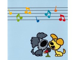 Wenskaart Woezel en Pip: blanco muzieknoten