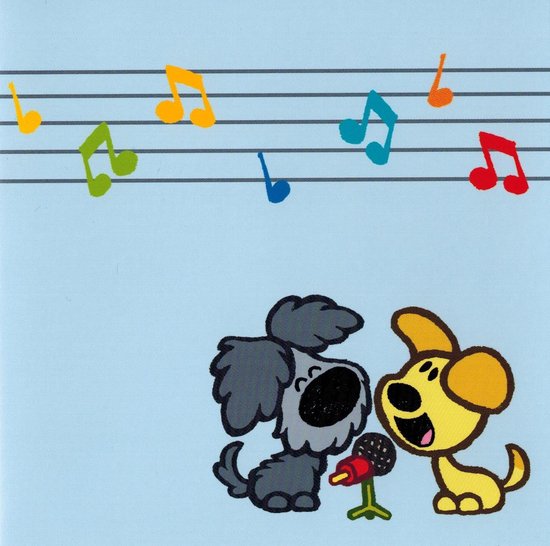 Wenskaart Woezel en Pip: blanco muzieknoten