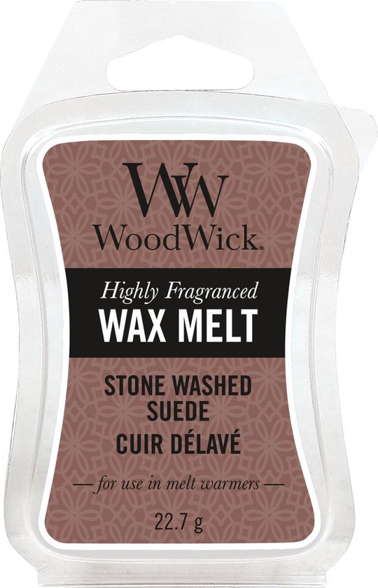 Woodwick wax melt - stone washed suede 3 stuks