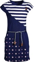 Meisjes jurk dubbele print marine | Maat 104/4Y
