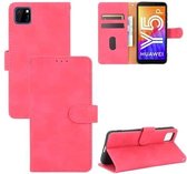 Voor Huawei Y5p / Honor 9S Effen Kleur Huidgevoel Magnetische Gesp Horizontale Flip Kalftextuur PU Lederen Case met Houder & Kaartsleuven & Portemonnee (Rose Rood)