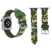 Voor Apple Watch Series 3 & 2 & 1 38 mm siliconen horlogebandje met modieus camouflagepatroon (groen)