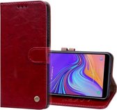 Business Style Oil Wax Texture Horizontale Flip Leather Case voor Galaxy A7 (2018), met houder & kaartsleuven & portemonnee (rood)