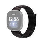 Voor Fitbit Versa 3 vervangende nylon lus horlogeband (officieel zwart)