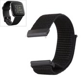 Voor Fitbit Versa / Versa 2 nylon horlogeband met klittenband (zwart)