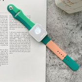 Siliconen kleurafstemming vervangende horlogebanden voor Apple Watch Series 6 & SE & 5 & 4 44 mm / 3 & 2 & 1 42 mm (donkergroen + lichtgroen + oranje)