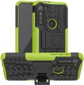 Voor Motorola Moto G8 Power Tyre Texture Shockproof TPU + PC beschermhoes met houder (groen)
