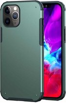 Voor iPhone 12 Pro Max effen kleur vierhoek schokbestendig TPU + pc beschermhoes (donkergroen)