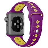 Voor Apple Watch Series 6 & SE & 5 & 4 44mm / 3 & 2 & 1 42mm Tweekleurige poreuze siliconen horlogeband (paars geel)