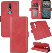 Voor Nokia 2.4 Dual-side magnetische gesp horizontale flip lederen tas met houder & kaartsleuven & portemonnee (rood)