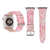 Fish Scale Glitter lederen polshorloge band met roestvrijstalen gesp voor Apple Watch Series 3 & 2 & 1 38 mm (roze)