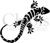 Chloïs Glittertattoo Sjabloon 5 Stuks - Gecko - CH1504 - 5 stuks gelijke zelfklevende sjablonen in verpakking - Geschikt voor 5 Tattoos - Nep Tattoo - Geschikt voor Glitter Tattoo,