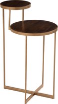 J-Line Bijzettafel Rafi 2Niveaus Ijzer/Mango Hout Goud/Donker Bruin