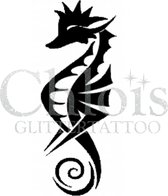 Chloïs Glittertattoo Sjabloon 5 Stuks - Seahorse - CH1304 - 5 stuks gelijke zelfklevende sjablonen in verpakking - Geschikt voor 5 Tattoos - Nep Tattoo - Geschikt voor Glitter Tatt