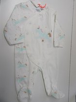 noukie' s , pyjama , katoen , off white met mint , eenhoorn , 1 maand 56