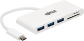 Tripp-Lite U460-003-3AM USB 3.1 Gen 1 USB-C Portable Hub with 3 USB-A Ports and Memory Card Reader, Thunderbolt 3, White TrippLite